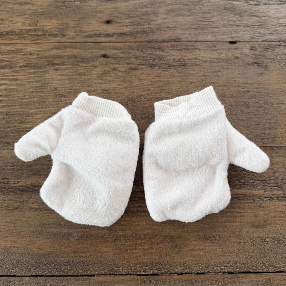 White Plush Mickey Mouse Inspired Baby Mitten Character Costume Gloves Halloween